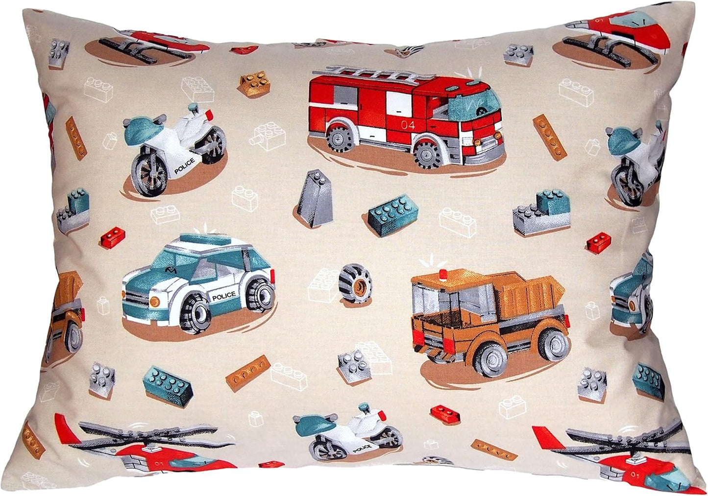 Cotton Toddler Pillowcase 13 x 18 - Police Pillow Case for Kids, Small Travel Pillow Case Toddler, Crib Pillows for Toddlers Bus Pillow Cover - Police