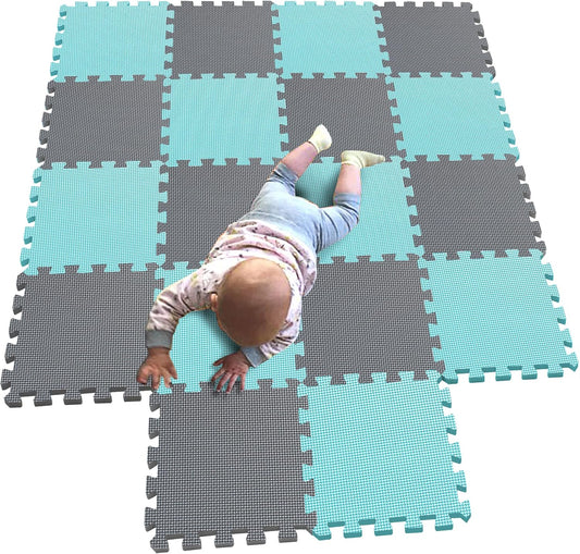 MQIAOHAM® 18 Pieces Puzzle Play Mats, Soft Baby Play Mat, Kids Interlocking Foam Floor Tiles, Toddlers Carpet Playmats G301018-108112