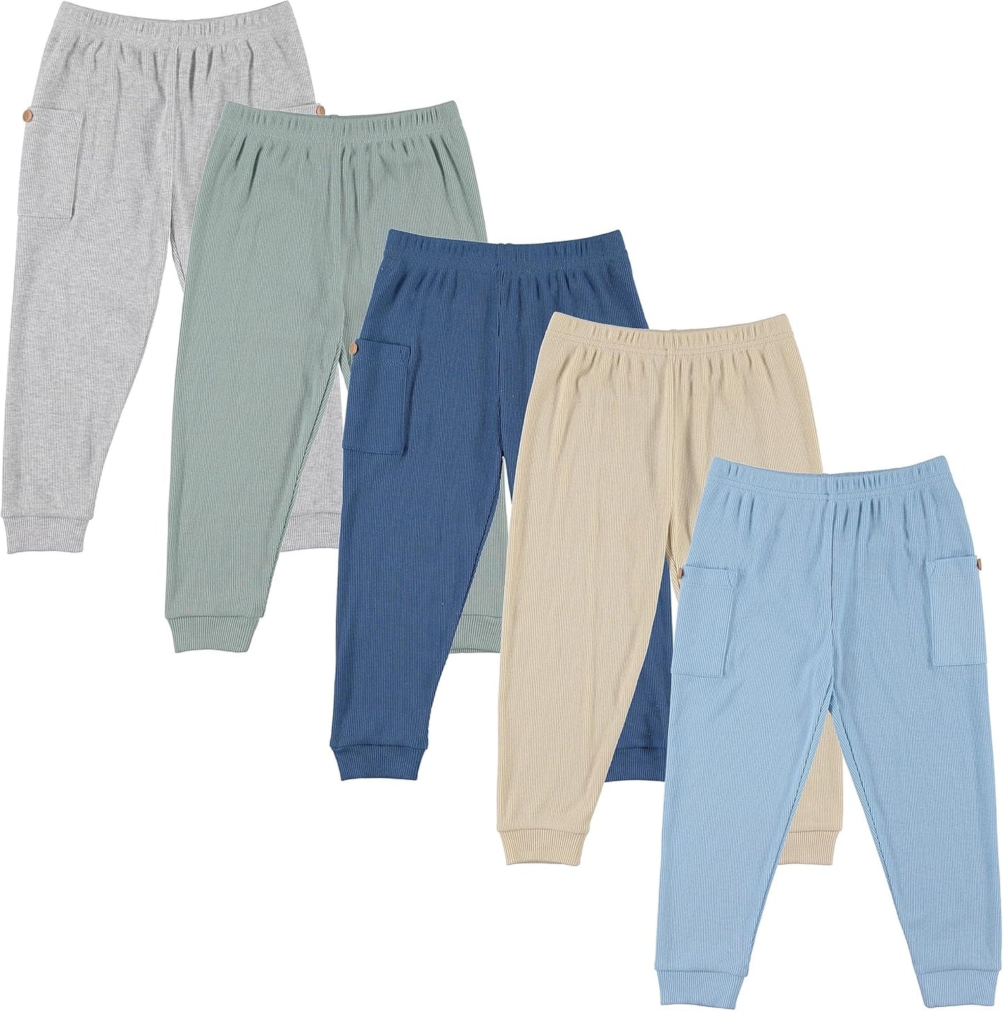 Cudlie 5-Pack Baby/Toddler Boys Jogger Pants - Lightweight Tapered Sweatpants - Lounge Jogger for Boys