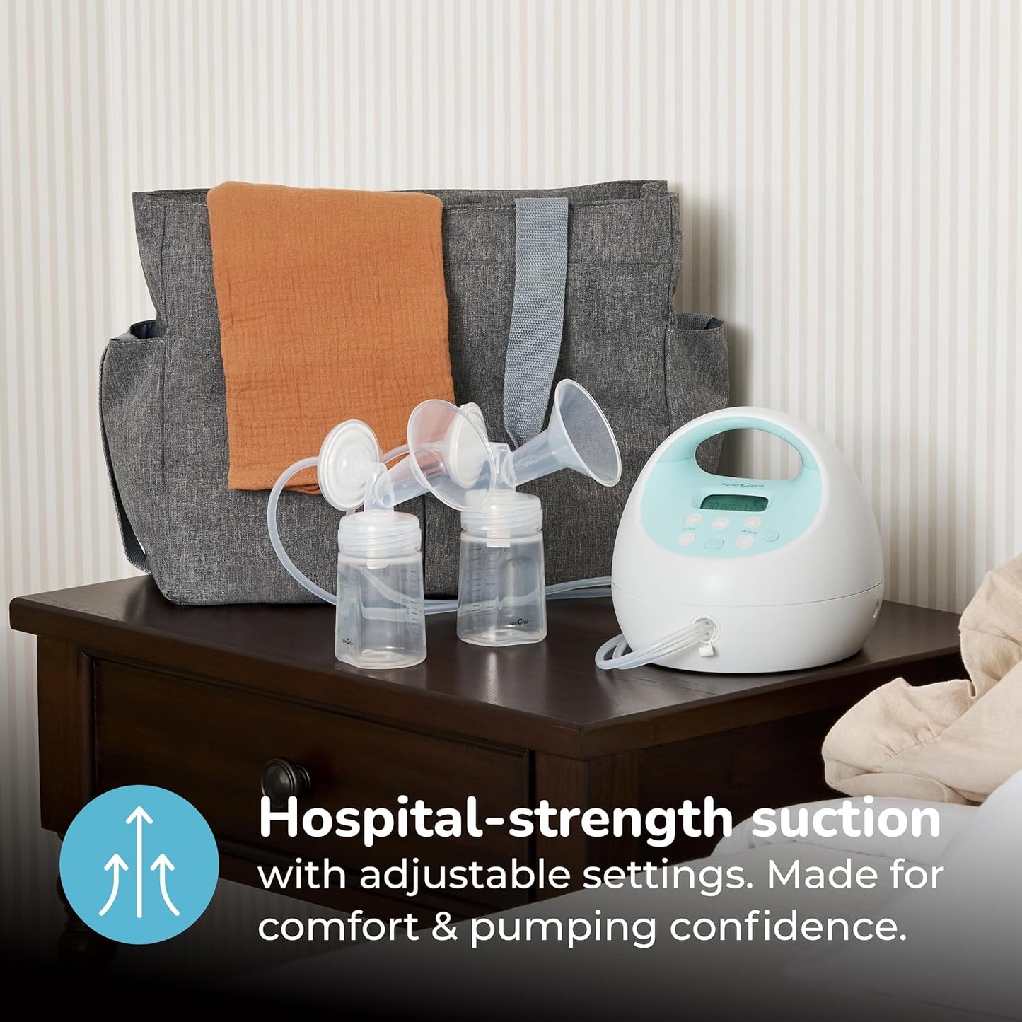 Spectra Baby S1 Plus Premier Rechargeable Breast Pump with Grey Tote Premium Accessory Kit - 24 mm