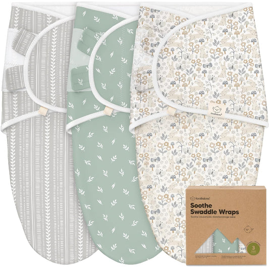 KeaBabies 3-Pack Organic Baby Swaddle Sleep Sacks - Swaddles for Newborns, Infant 0-3 Months, Baby Girls, Boys, Soft & Snug Newborn Sleep Sack, Nursery Swaddling Blankets (Prairie)