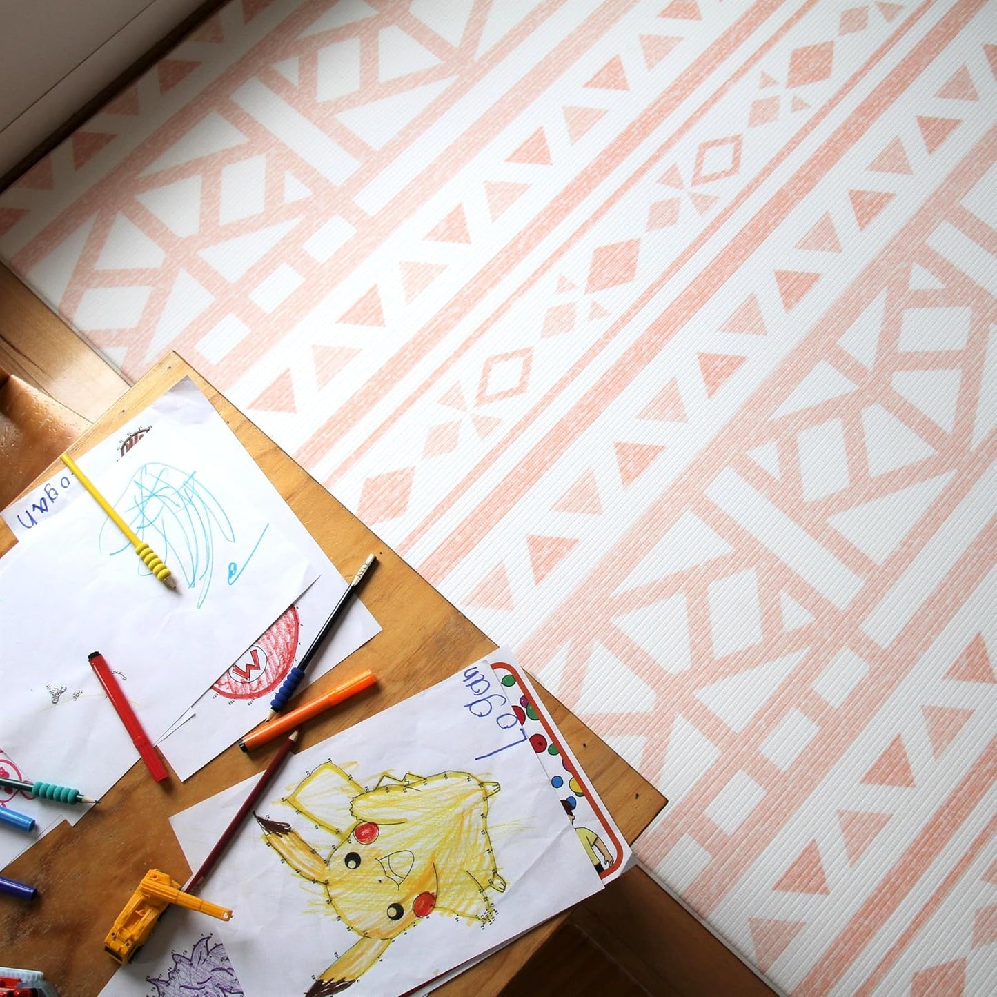 Cushmat Stylish Reversible Foam Play Mat (Large, Crystals - Gray Pink) - Soft, Waterproof, Durable Play mat for Infants, Babies, Toddler, Kids & Grownup - 6.5ft x 4.5ft