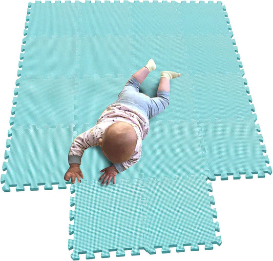 MQIAOHAM® 18 Pieces Puzzle Play Mats, Soft Baby Play Mat, Kids Interlocking Foam Floor Tiles, Toddlers Carpet Playmats G301018-108