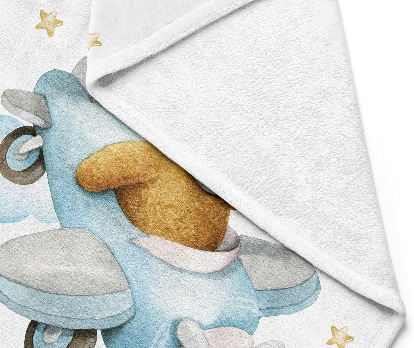 UNIQUE Little Bear Ultra Soft Fleece Baby Blanket 30x40in, Pilot Bear Baby Blanket, Boy