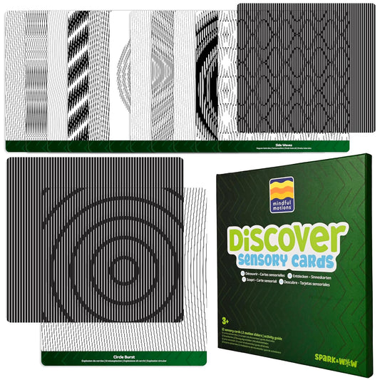 SPARK & WOW Sensory Cards | Discover | 12 Dynamic Patterns | 2 Sliders | Calming Corner Items for Kids | Screen-Free Visual Sensory Toys