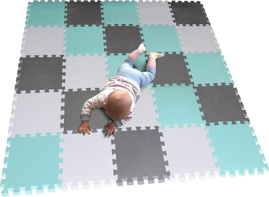 MQIAOHAM® 25 Pieces Puzzle Play Mats, Soft Baby Play Mat, Kids Interlocking Foam Floor Tiles, Toddlers Carpet Playmats G301025-101108112