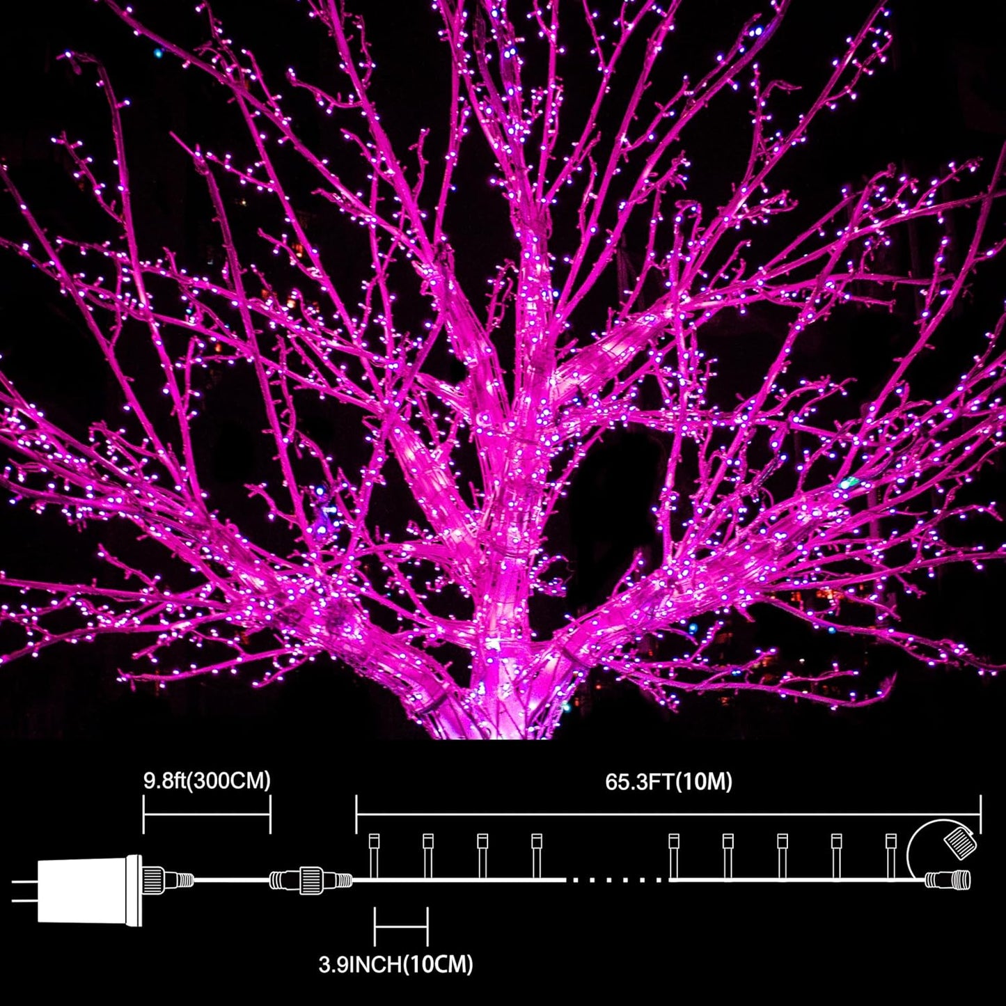 33ft Valentine Lights String, 100 LED Green Wire Pink Fairy Starry String Lights Plug in,11 Lighting Modes for Valentines Day Tree Decorations Wedding Party Decoration (Pink)