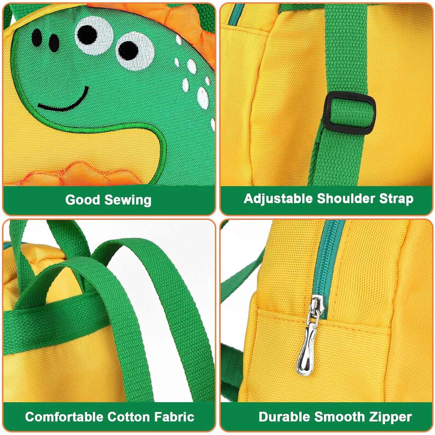 Accmor Toddler Harness Backpack with Leash, Cute Kid Dinosaur Backpacks with Anti Lost Wrist Link, 4 in 1 Mini Child Harness Leash Walking Wristband Rope Baby Protection Belt for Boys Girls (Yellow)