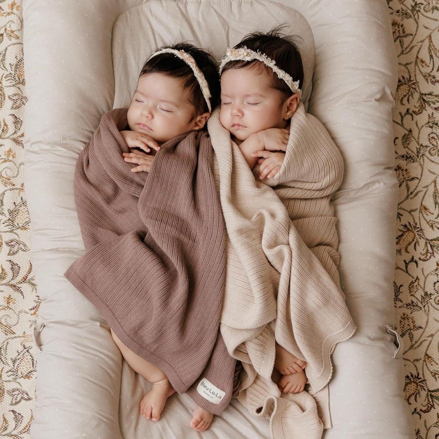 Organic Ribbed Swaddle Blanket for Boys & Girls - 100% Luxury Organic Soft Cotton Knit Warm Cozy Cuddle Stroller Crib Blanket for Newborns, Infants, & Toddlers (Milk Chocolate)