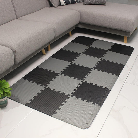 MQIAOHAM® 18 Pieces + 18 Edges Puzzle Play Mats, Soft Baby Play Mat, Kids Interlocking Foam Floor Tiles, Toddlers Carpet Playmats XZ301018-104112