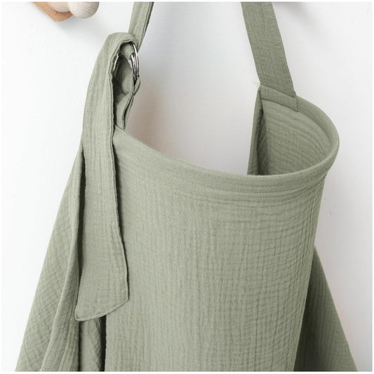 Muslin Nursing Covers for Breastfeeding, Privacy Breast Feeding Cover with Arch Neckline for Mom and Baby, Breathable 100% Cotton Nursing Apron Multi-use Stroller Cover