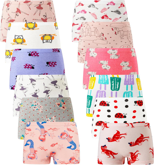 Cadidi Dinos Little Girls' Soft Cotton Underwear Kids Cool Breathable Comfort Panty Briefs Toddler Undies(Pack of 6)