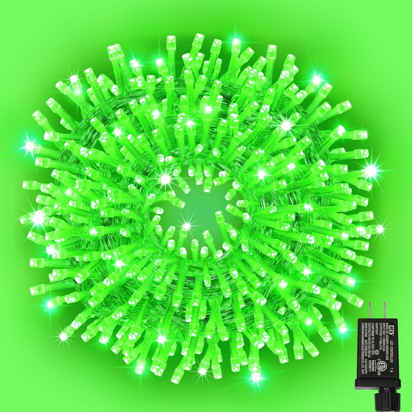 33ft Christmas Decorative St. Patrick's Day Mini String Lights, 100 LED Transparent Wire Fairy Starry String Lights Plug in, 11 Lighting Modes for Indoor Outdoor Xmas Tree (Green)