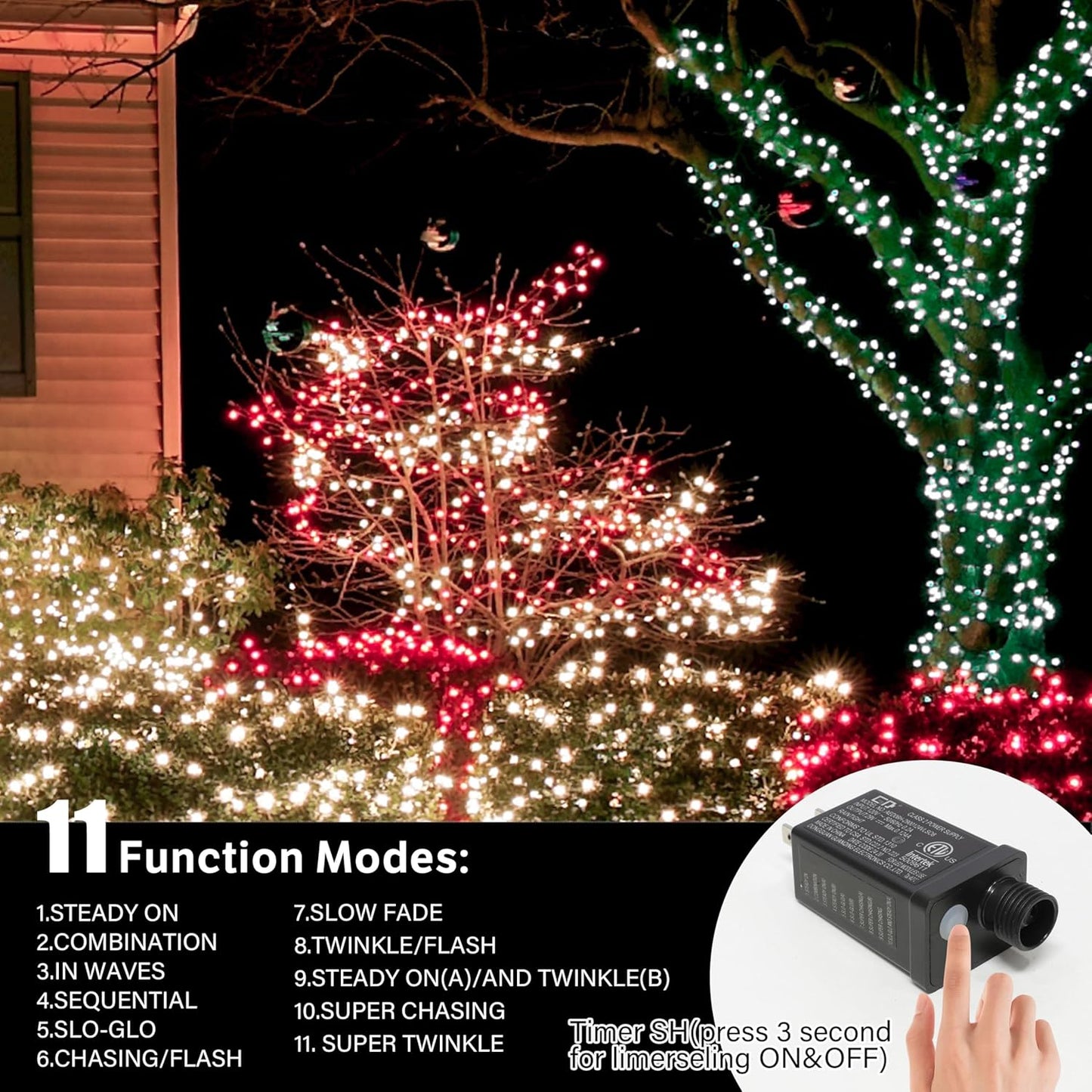 33ft Christmas Decorative St. Patrick's Day Mini String Lights, 100 LED Transparent Wire Fairy Starry String Lights Plug in, 11 Lighting Modes for Indoor Outdoor Xmas Tree (Green)