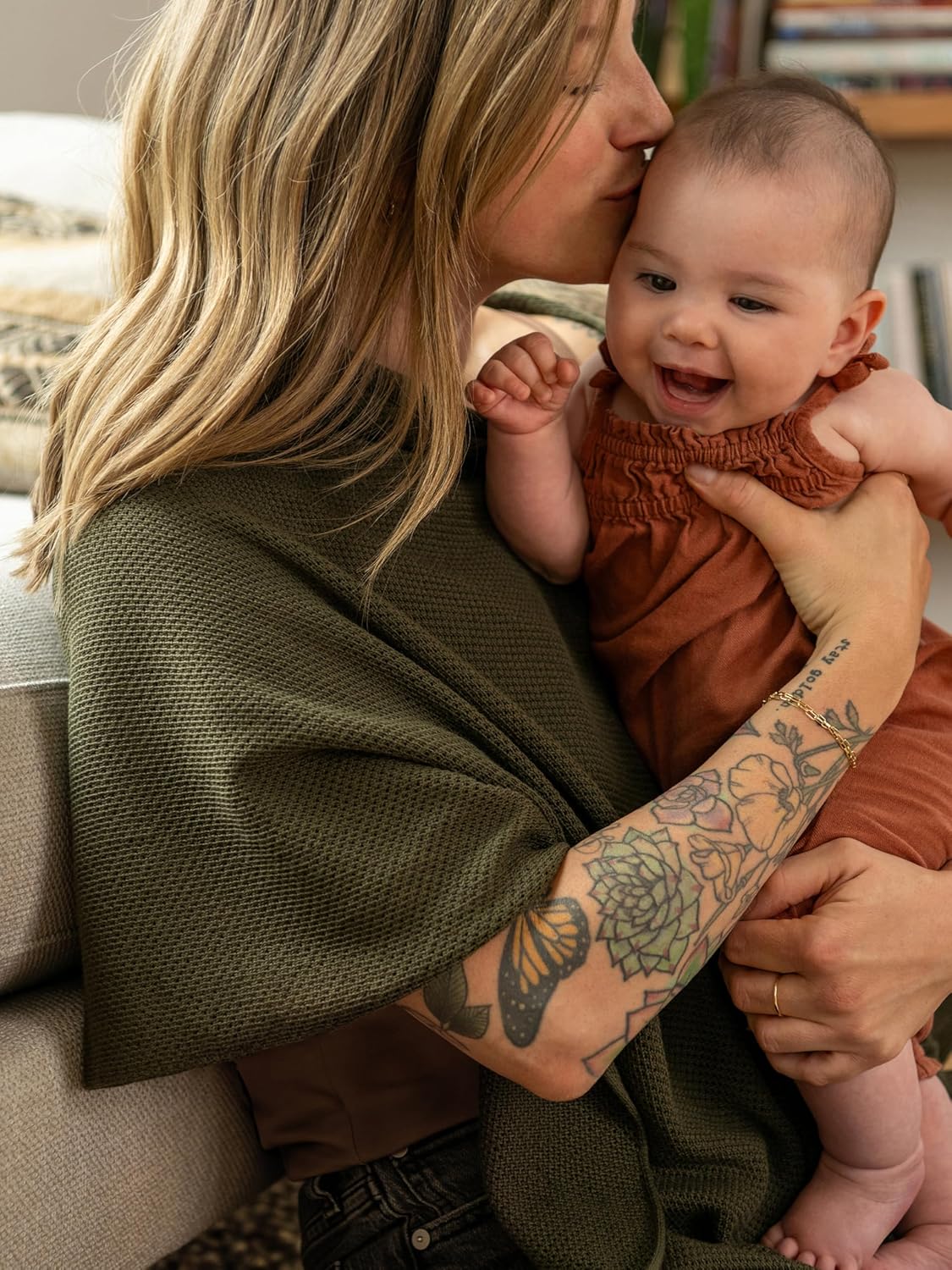 We are Amma | The Cocoon™ - Newborn Essentials Must Haves: Nursing Cover for Breast Feeding Essentials | Nursing Sweater Used as Breastfeeding Cover (Olive, One Size)