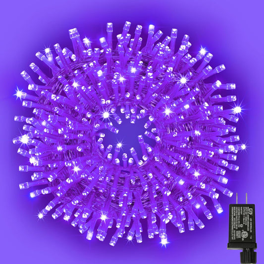 66ft Halloween Decorative Mini Lights, 200 LED Transparent Wire Fairy Starry String Lights Plug in, 11 Lighting Modes, for Halloween Decoration Outdoor Xmas Tree Party Decoration (Purple)