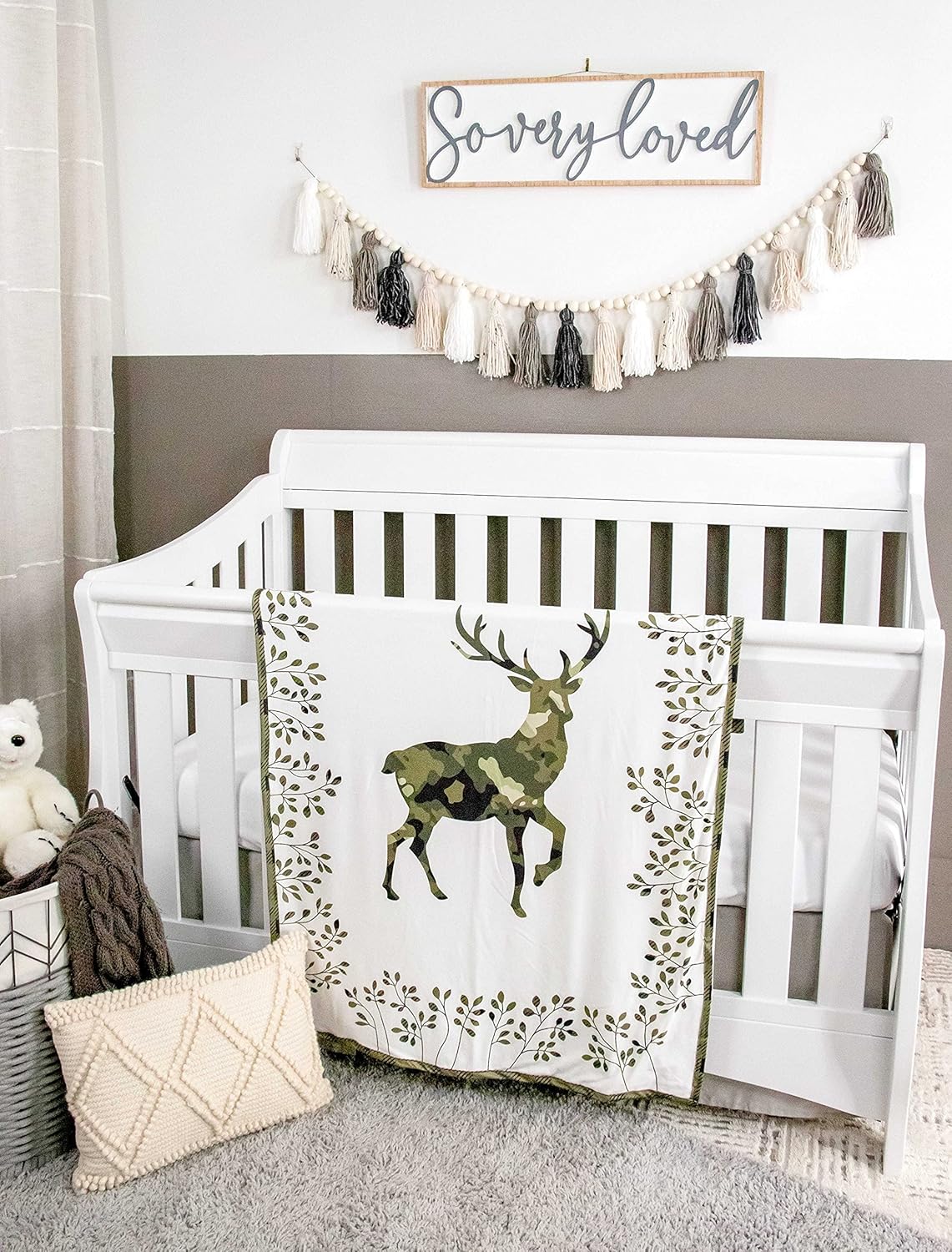 Top Tots Baby Blanket - Camo Deer, 38.5 x 29 Inch Green Plaid