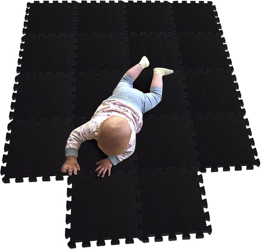 MQIAOHAM® 18 Pieces Puzzle Play Mats, Soft Baby Play Mat, Kids Interlocking Foam Floor Tiles, Toddlers Carpet Playmats G301018-104