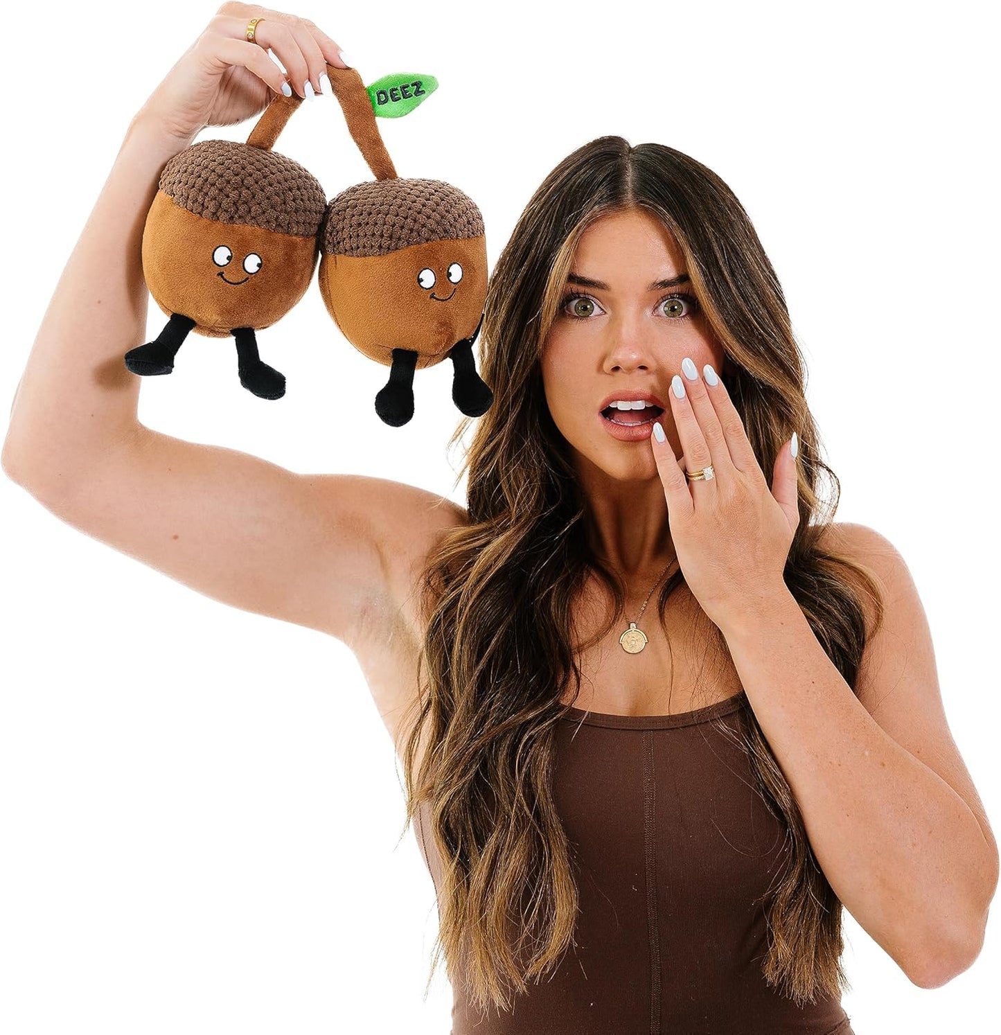 Acorn Nuts Plushie, Funny Meme Gag Gift, Comical Plush Collectible, White Elephant, Stocking Stuffer Present, Great for Emotional Support, Fun Desk Accessory, Weighted Base for Display