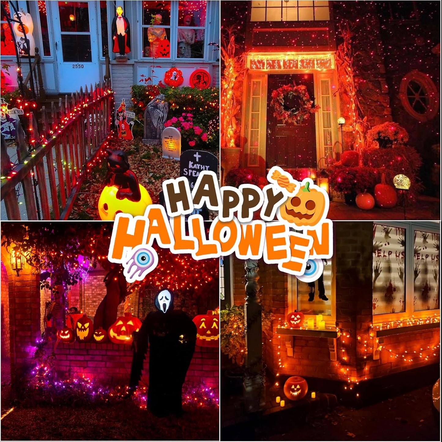 66ft Halloween Decorative Mini Lights, 200 LED Transparent Wire Fairy Starry String Lights Plug in, 11 Lighting Modes, for Halloween Decoration Outdoor Xmas Tree Party Decoration (Orange)