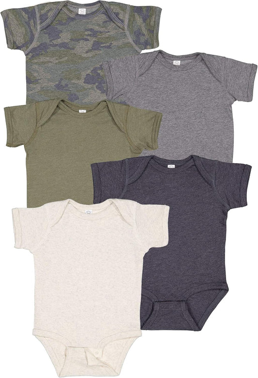 RABBIT SKINS Baby 5-Pack Soft Short Sleeve Bodysuit (4424K)