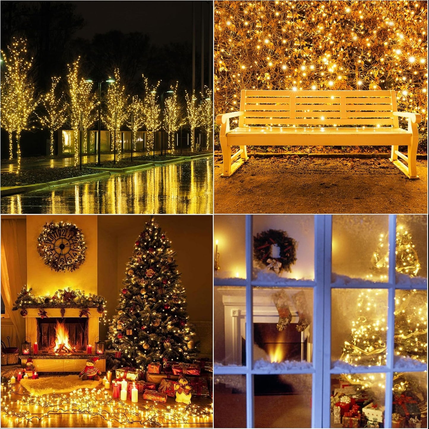 66ft Golden Christmas Decorative Mini Lights,200 LED Green Wire Fairy Starry String Lights Plug in, 11 Lighting Modes for Indoor Outdoor Xmas Tree Wedding Party (Yellow)