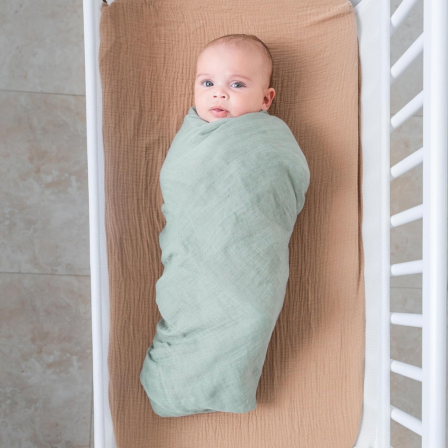 Comfy Cubs Muslin Swaddle Blankets Pack of 1 - 47 x 47 Inch Soft Cotton Baby Blanket Set, Large Multipurpose Wraps for Newborns - Self-Soothing Swaddles for Newborns - Fern