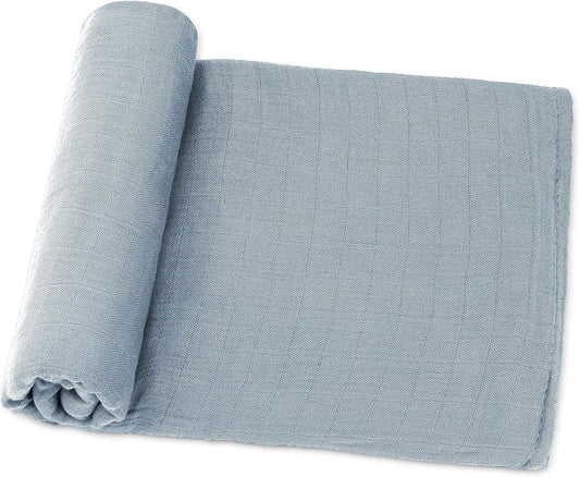 Comfy Cubs Muslin Swaddle Blankets Pack of 1 - 47 x 47 Inch Soft Cotton Baby Blanket Set, Large Multipurpose Wraps for Newborns - Self-Soothing Swaddles for Newborns - Pacific Blue